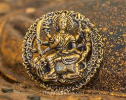 Round Brass Durga Necklace Pendant