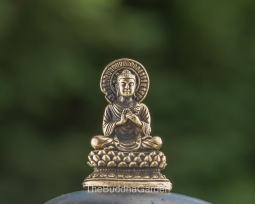 Dhamma Chakra Buddha Statue in Brass, 1.25 Inches Tall