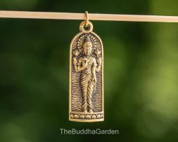 Lakshmi Pendant: Lakshmi Standing on a Lotus Blossom Pendant, 1.5 inches tall