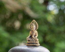Small Brass Medicine Buddha, 1 Inch Tall