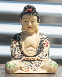 White Meditating Buddha, Resin