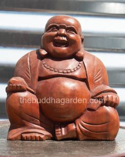 Happy Hotei Buddha, Wood