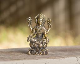 Brass Sitting Lakshmi Statue, 2 Inches Tall