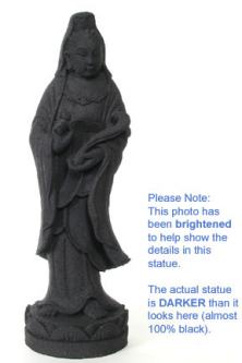 Black Stone Kuan Yin Statue on Lotus, 14 Inches