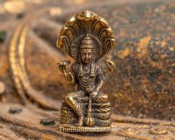 Vishnu Statue in Brass, 2.5 Inches Tall