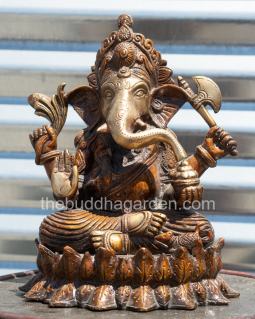 Large Two Tone Sitting Ganesha, Brass