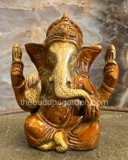 Two Tone Sitting Ganesh Statue, Brass