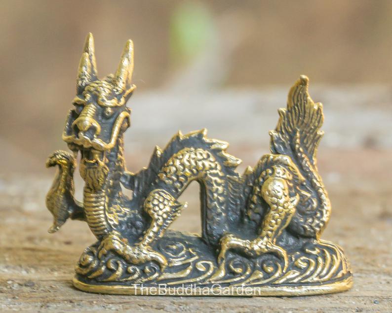 Brass Chinese Dragon Statue, 1.5 Inches Tall: The Buddha Garden