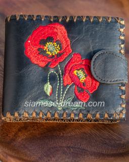 Lavishy Embroidery Poppy Vegan Wallet