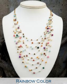 Cassie Necklace: Multi Strand Crystals and Beads Necklaces