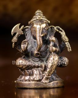 Medium Sitting and Crawling Ganesh Figurine Statues Made of Brass From Thailand, 2 to 3 Inches