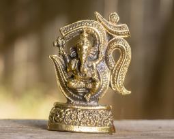 Brass Ganesh Om Statue, 2.5 Inches Tall